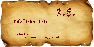 Káldor Edit névjegykártya